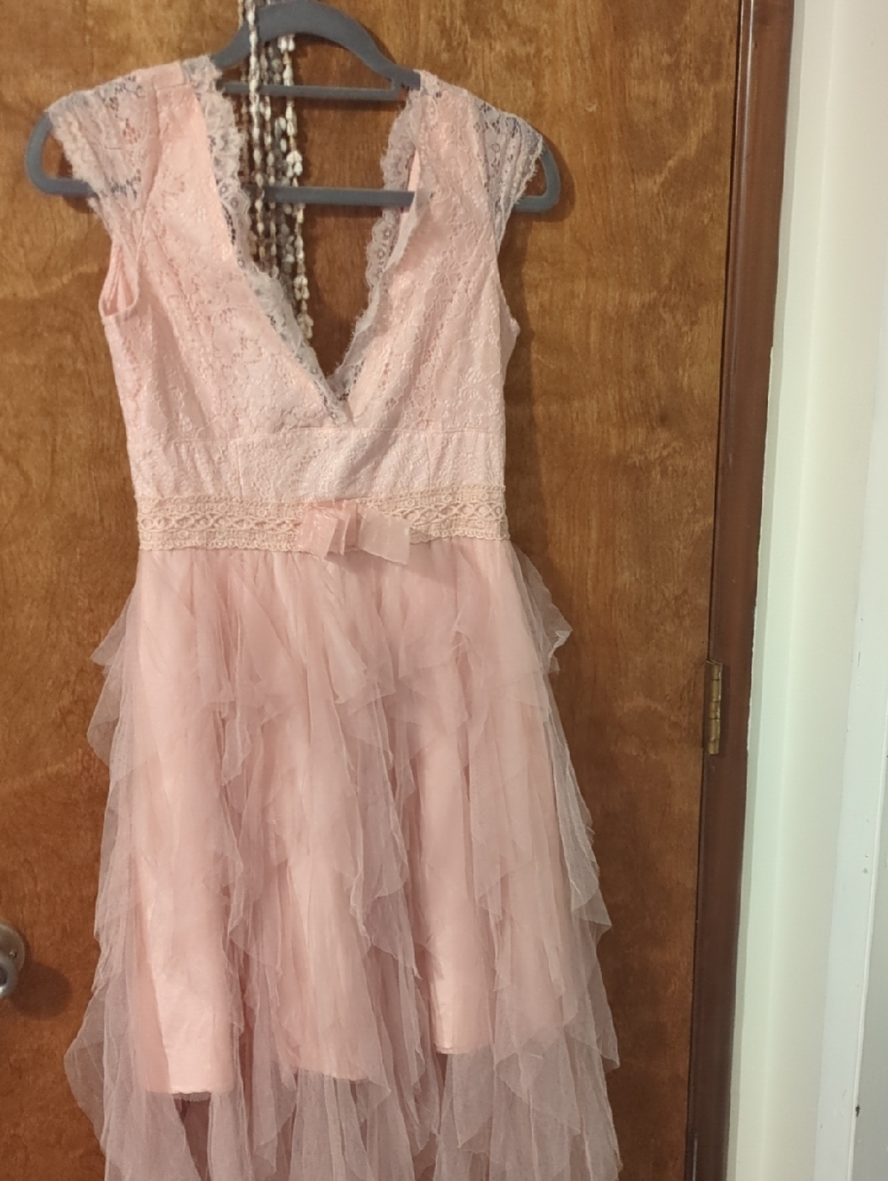 Pink Lace Tulle Party Dress
